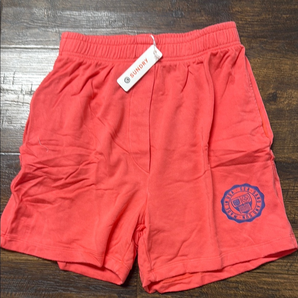 Sundry Coral Shorts with Blue Logo